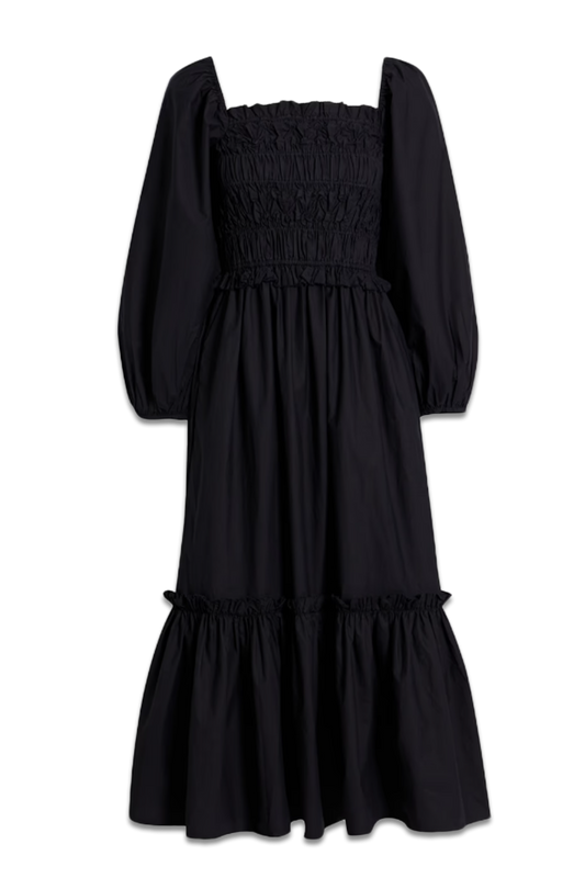 Natella Shirred Cotton-Poplin Midi Dress
