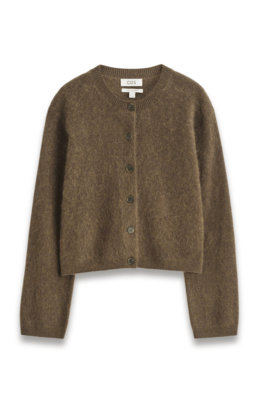 Brushed-Cashmere Crew-neck Cardigan