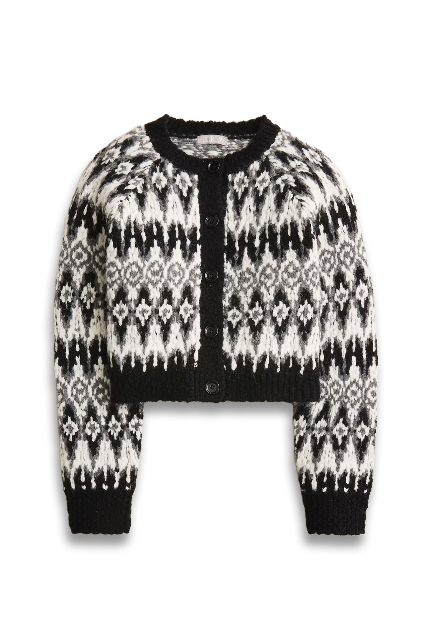 Cropped Fair Isle Cardigan Sweater