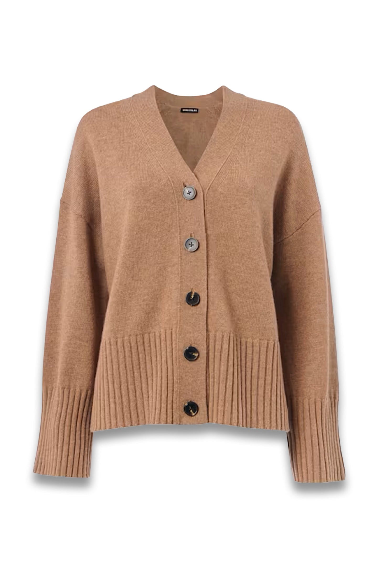 Camel Cashmere Blend Ribbed Cardigan