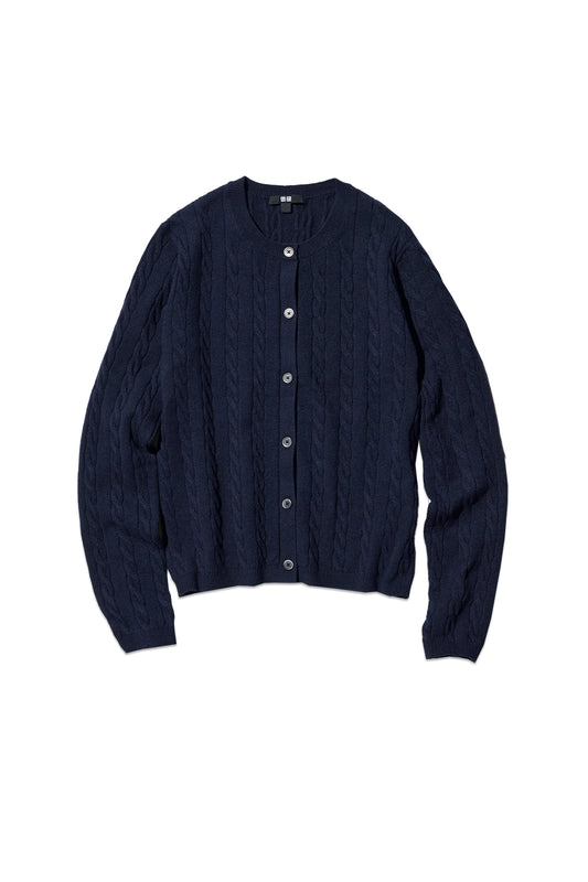 Cable Crew-neck Cardigan