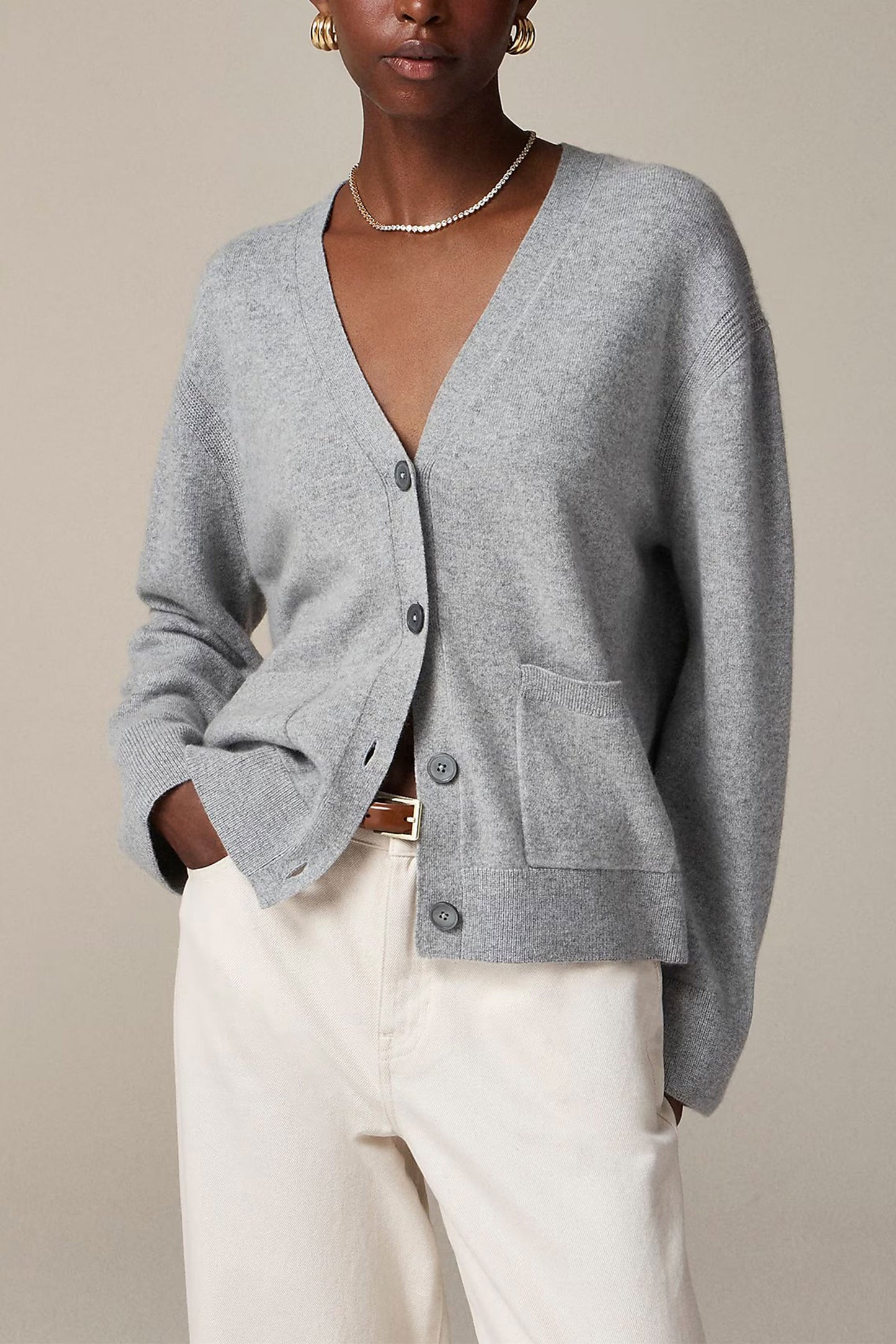 Cashmere Patch-Pocket Cardigan Sweater