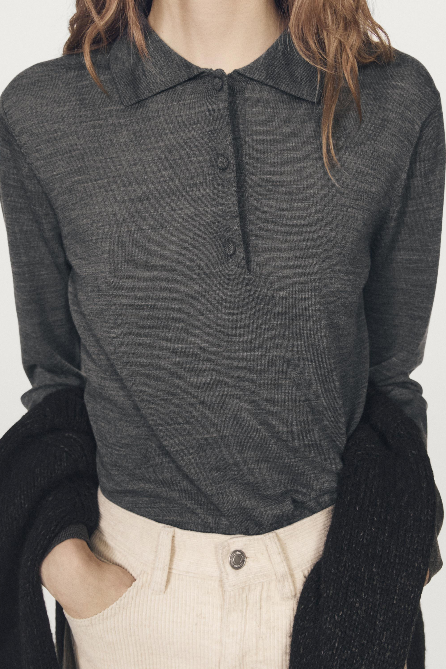 Wool Knit Polo Sweater