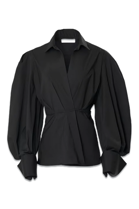 Puff-Sleeve Wrap Top