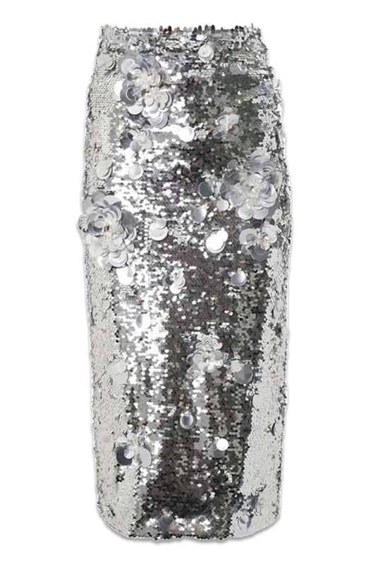 Embellished Sequin Midi Skirt