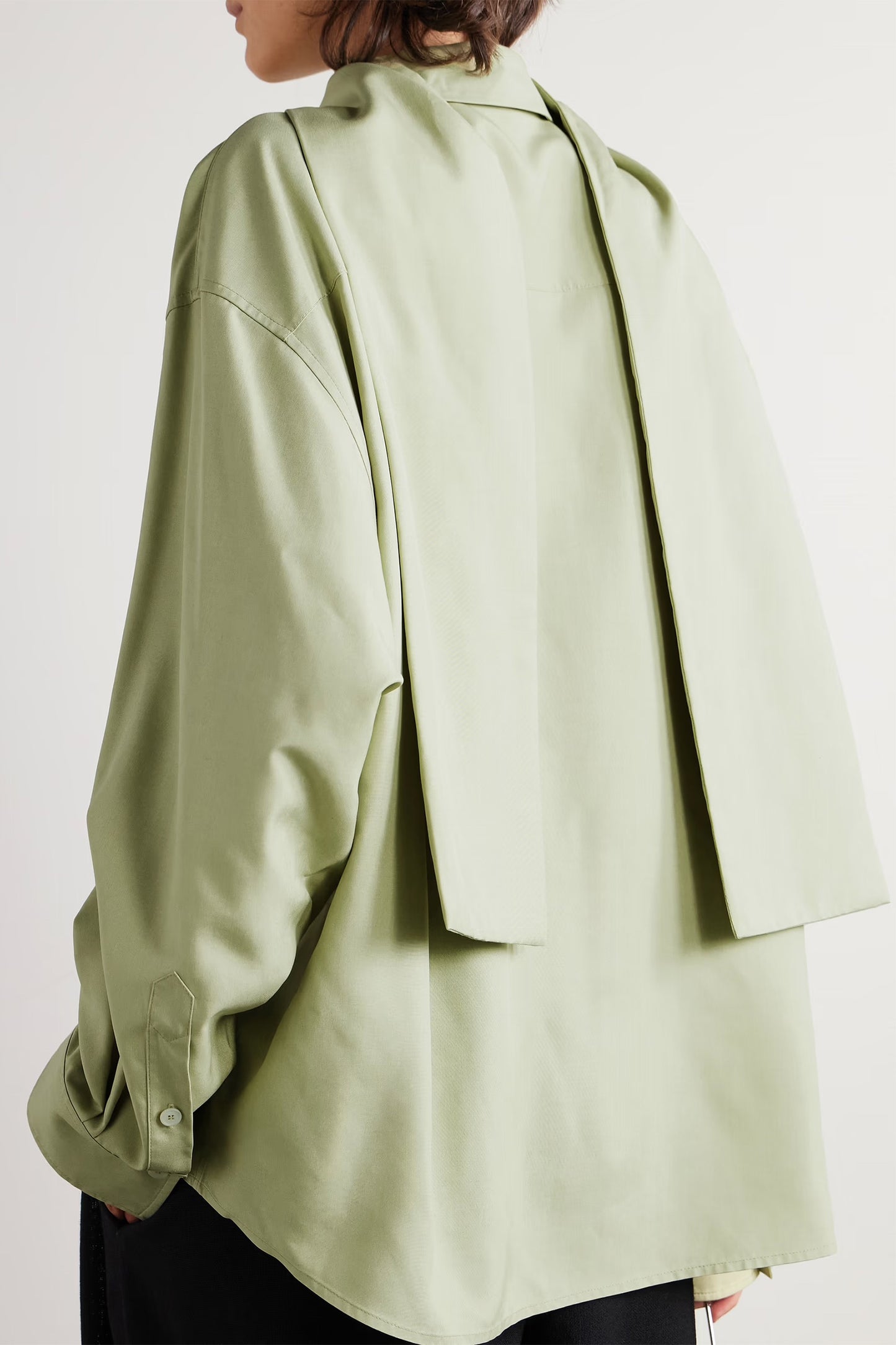 Scarf-detailed Silk Shirt