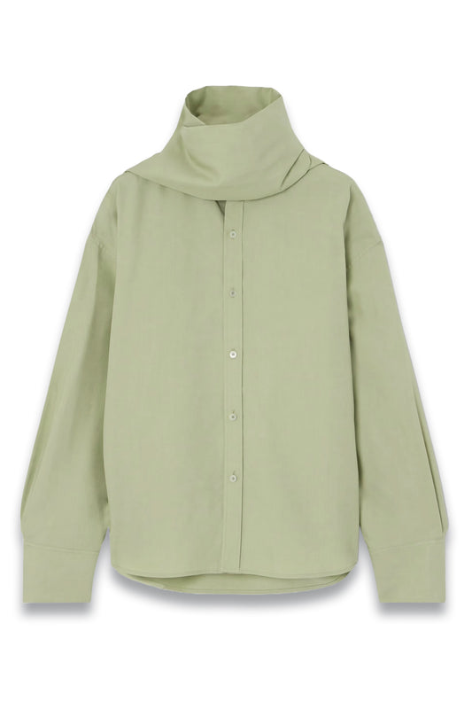 Scarf-detailed Silk Shirt