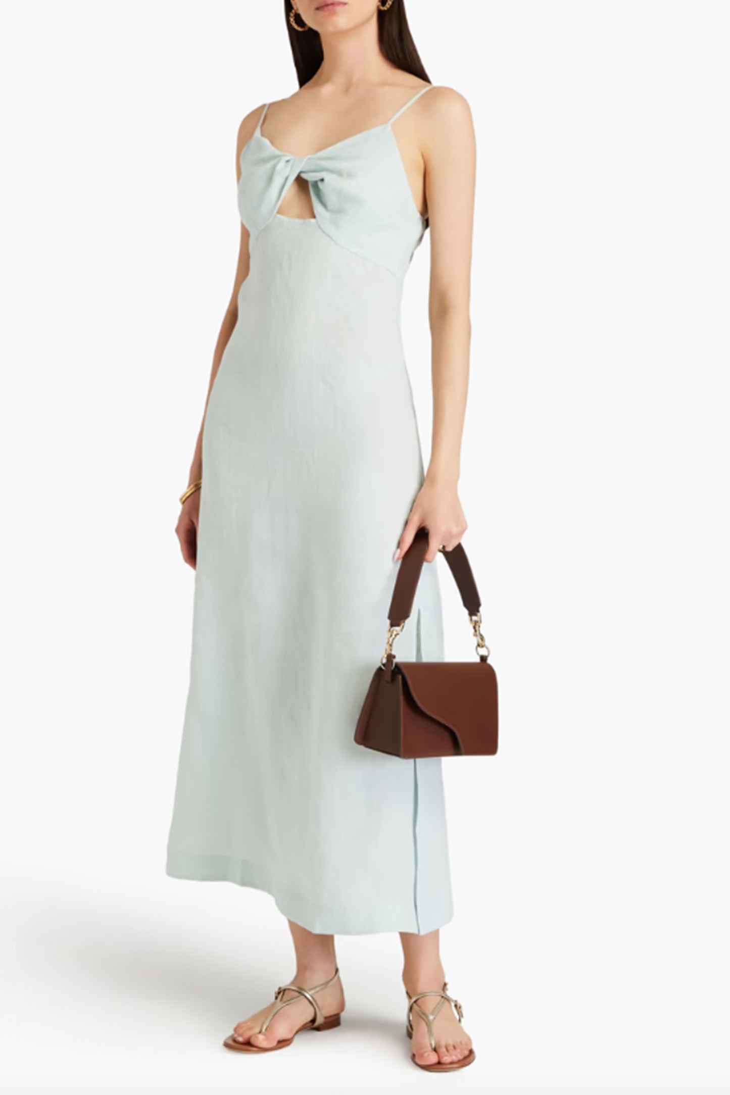 Lara Cutout Twisted Linen Midi Dress