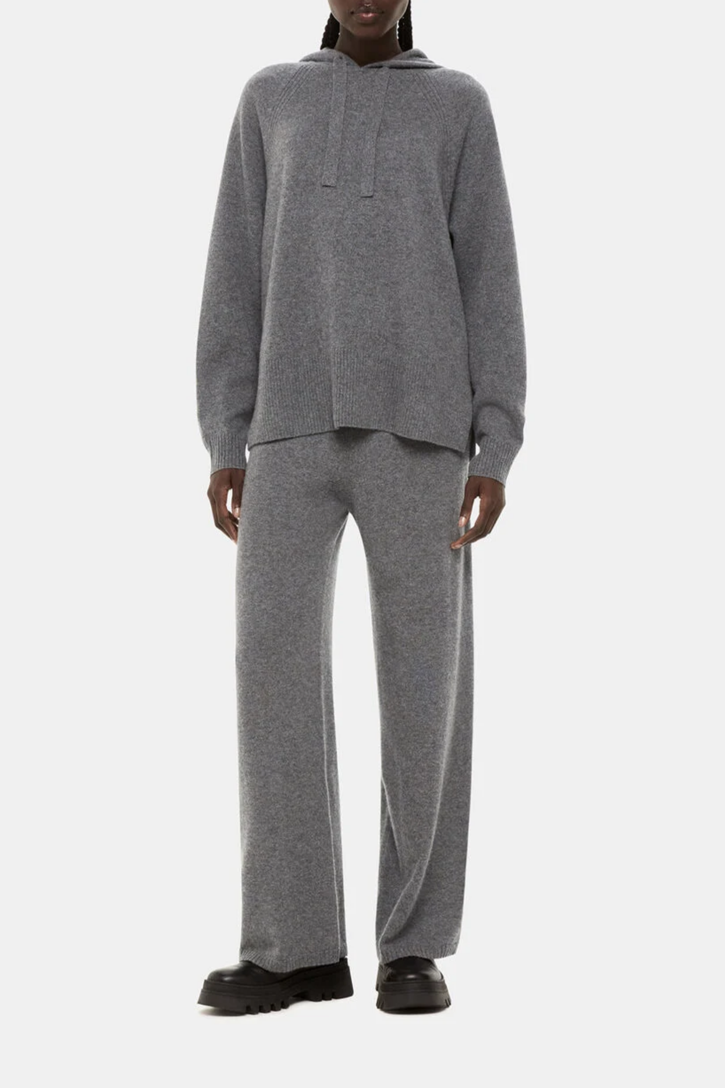Grey Cashmere Straight-leg Jogger