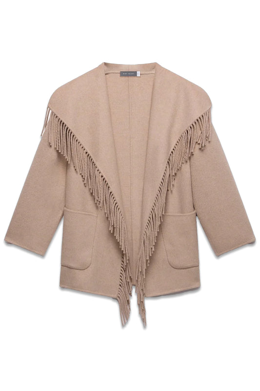 Beige Double Faced Tassel Coat