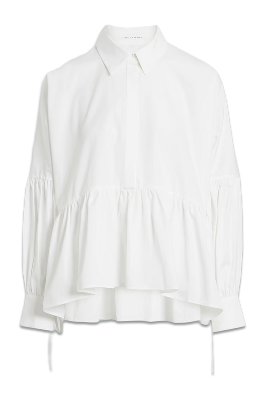 Andrea Gathered Cotton-Poplin Blouse