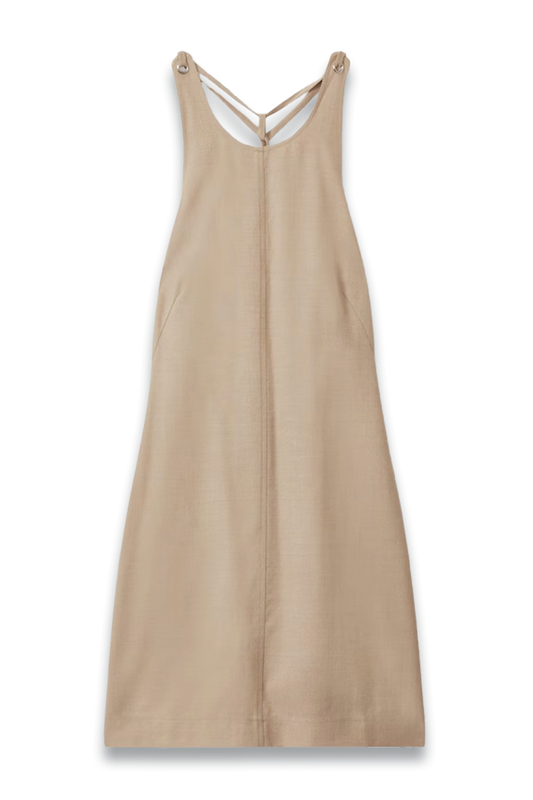 Cecily Wool Strappy Tie Back Mini Dress in Neutral