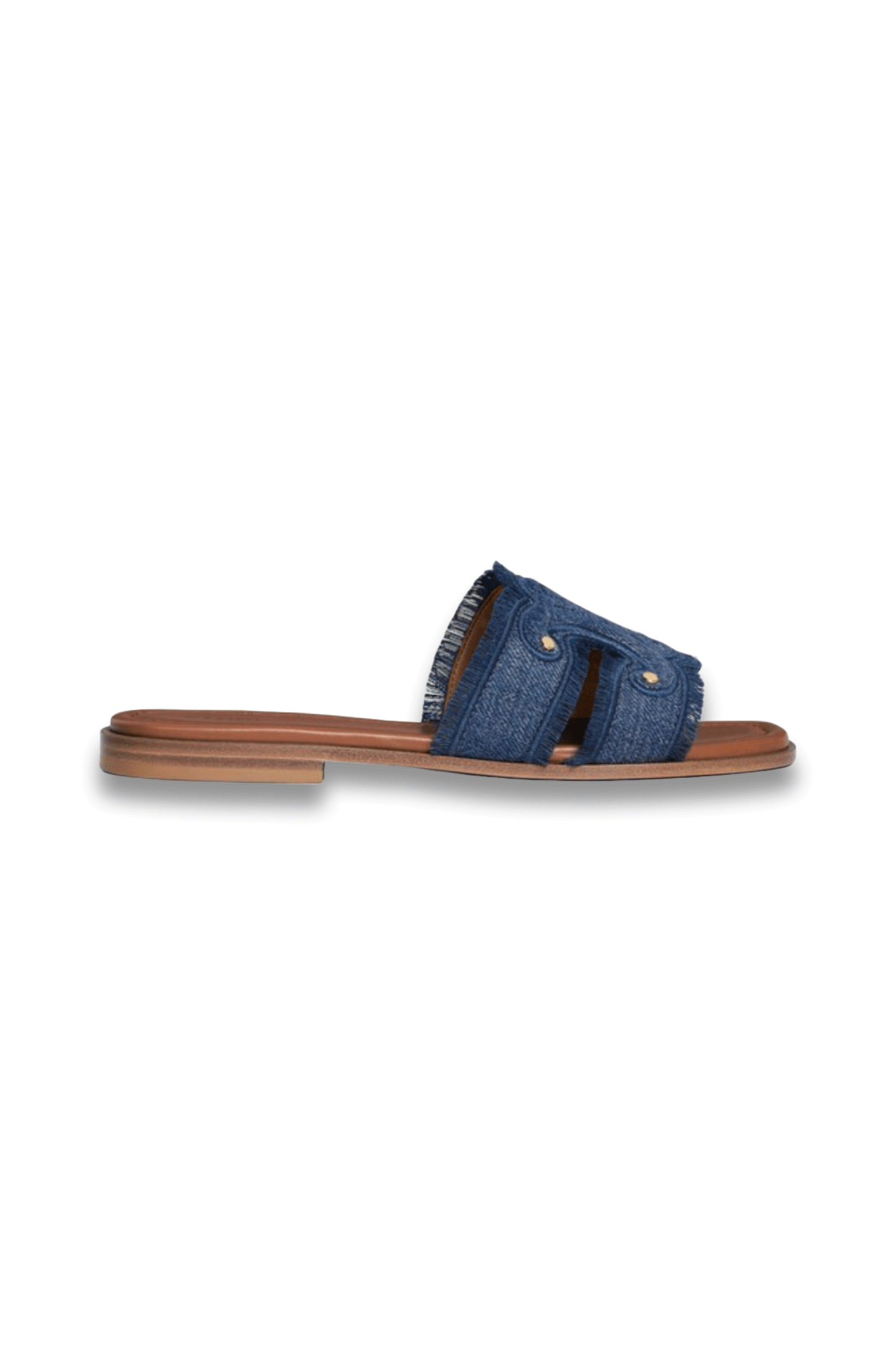 Marina Fringed Mule in Denim