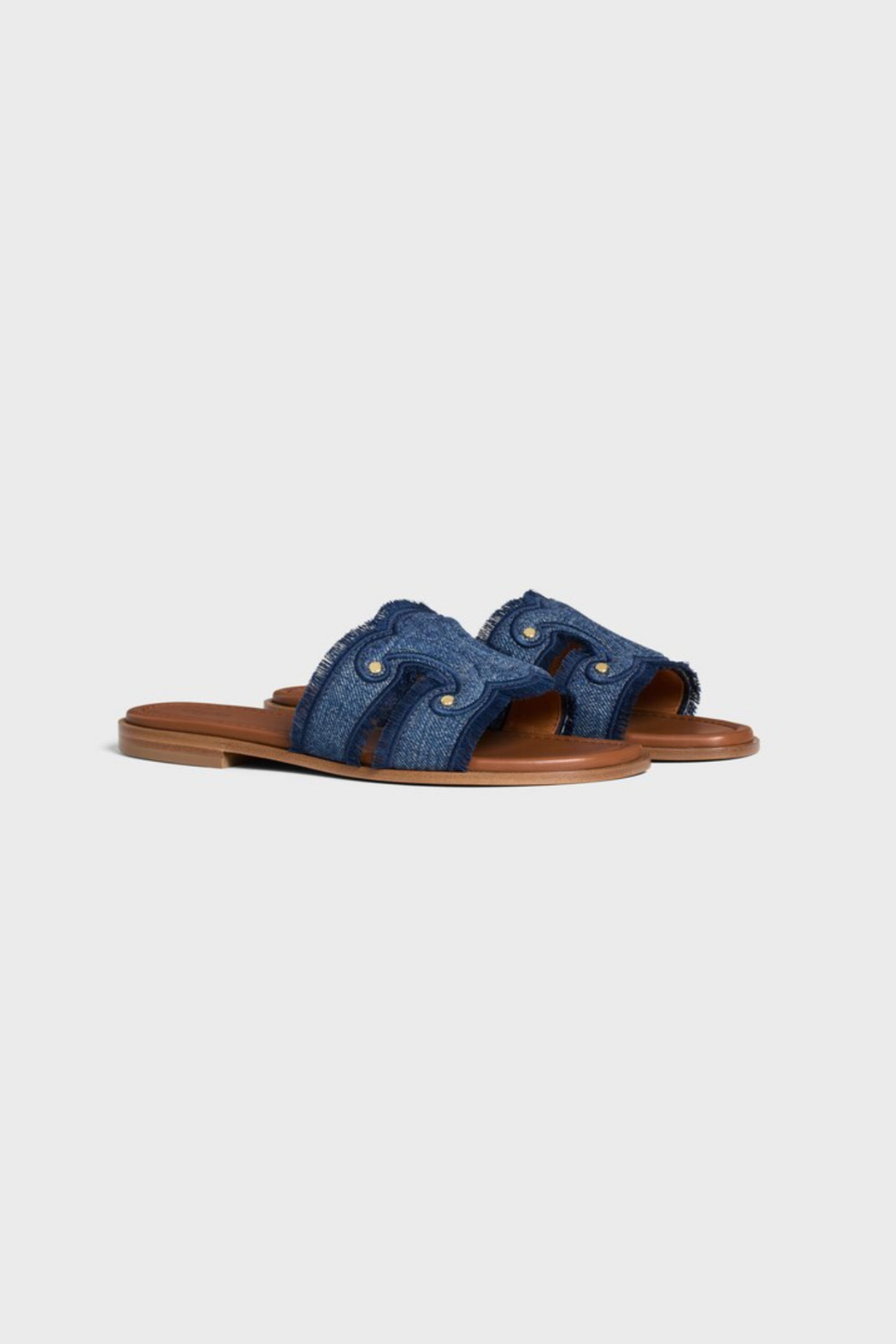 Marina Fringed Mule in Denim