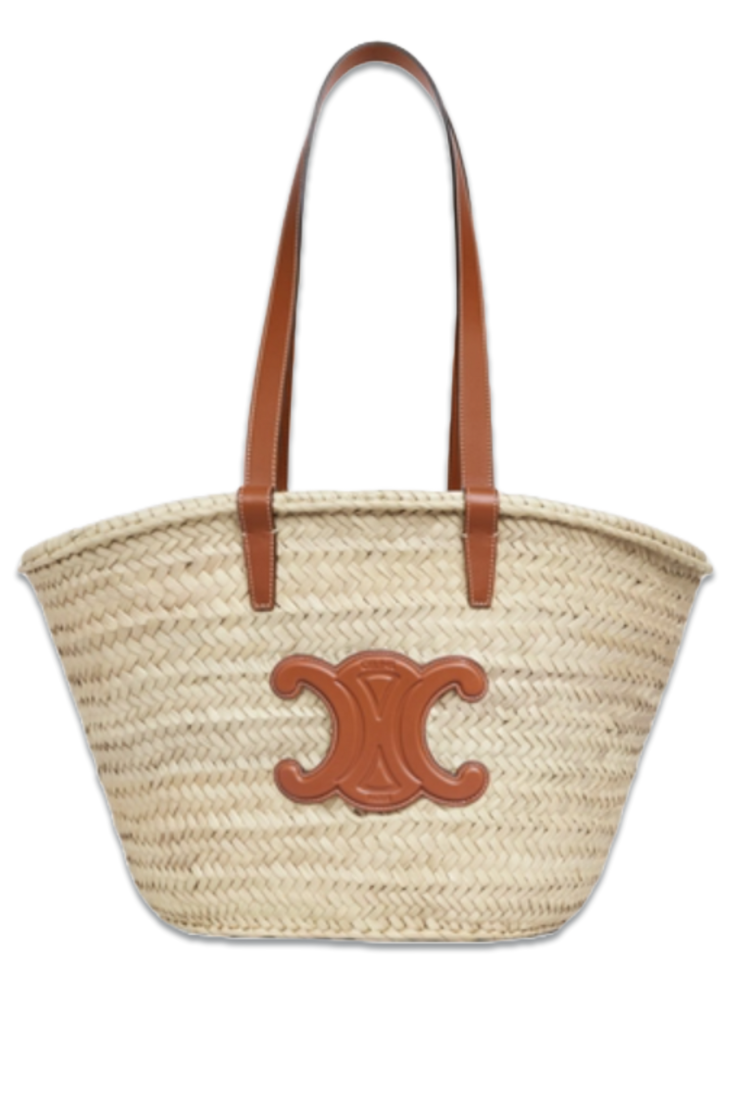 Medium Celine Classic Panier In Palm Leaves And Calfskin