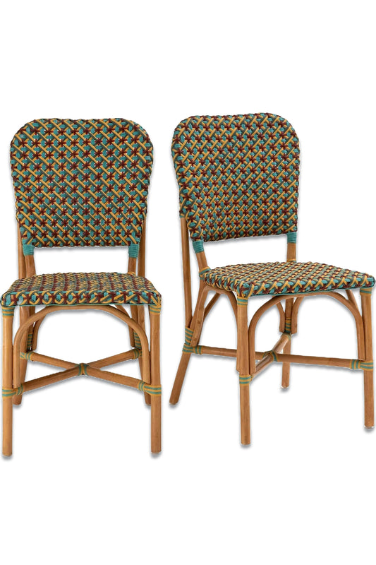 Set of 2 Musette Rattan & Woven Braiding Chairs