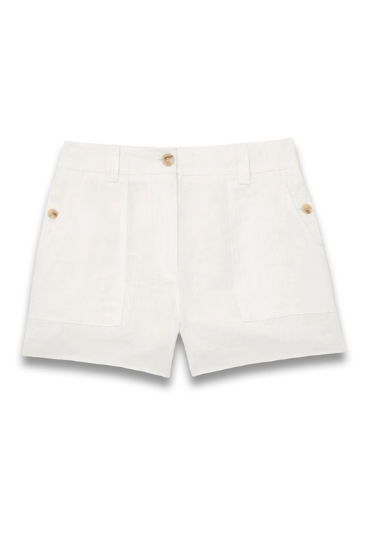 Linen Chambray Shorts in White