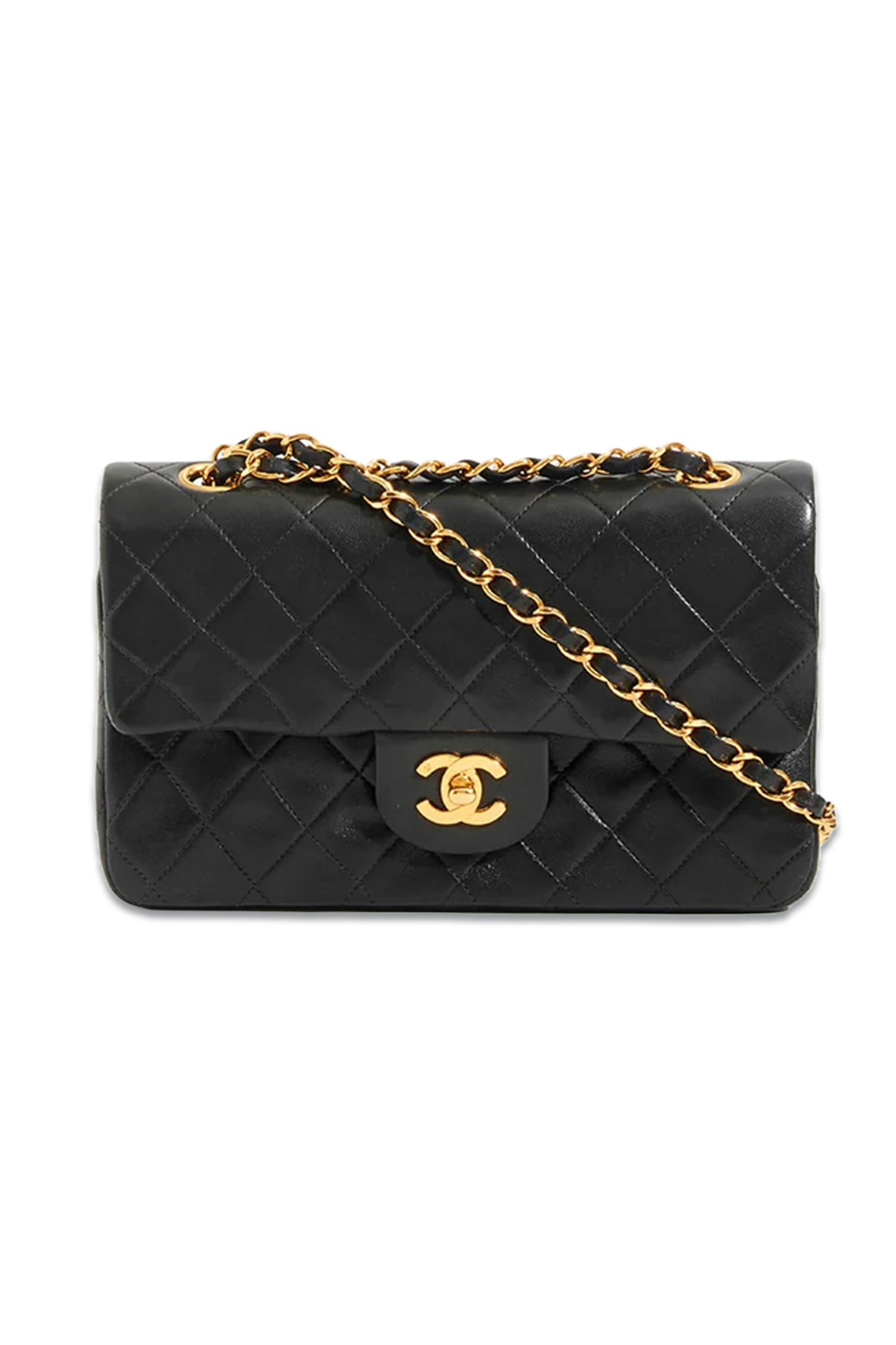 Rent - Vintage Classic Double Flap Bag in Black Lambskin