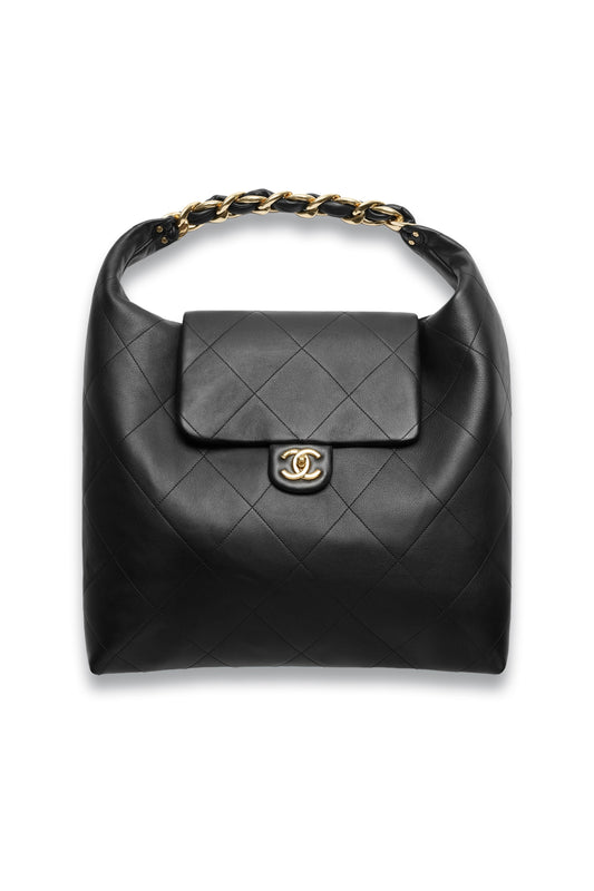 Shiny Calfskin Hobo Bag