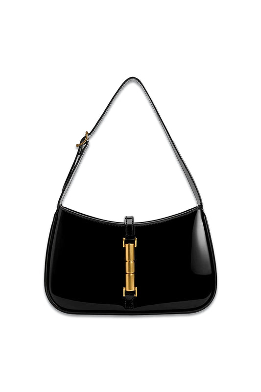 Cesia Shoulder Bag, Black Patent