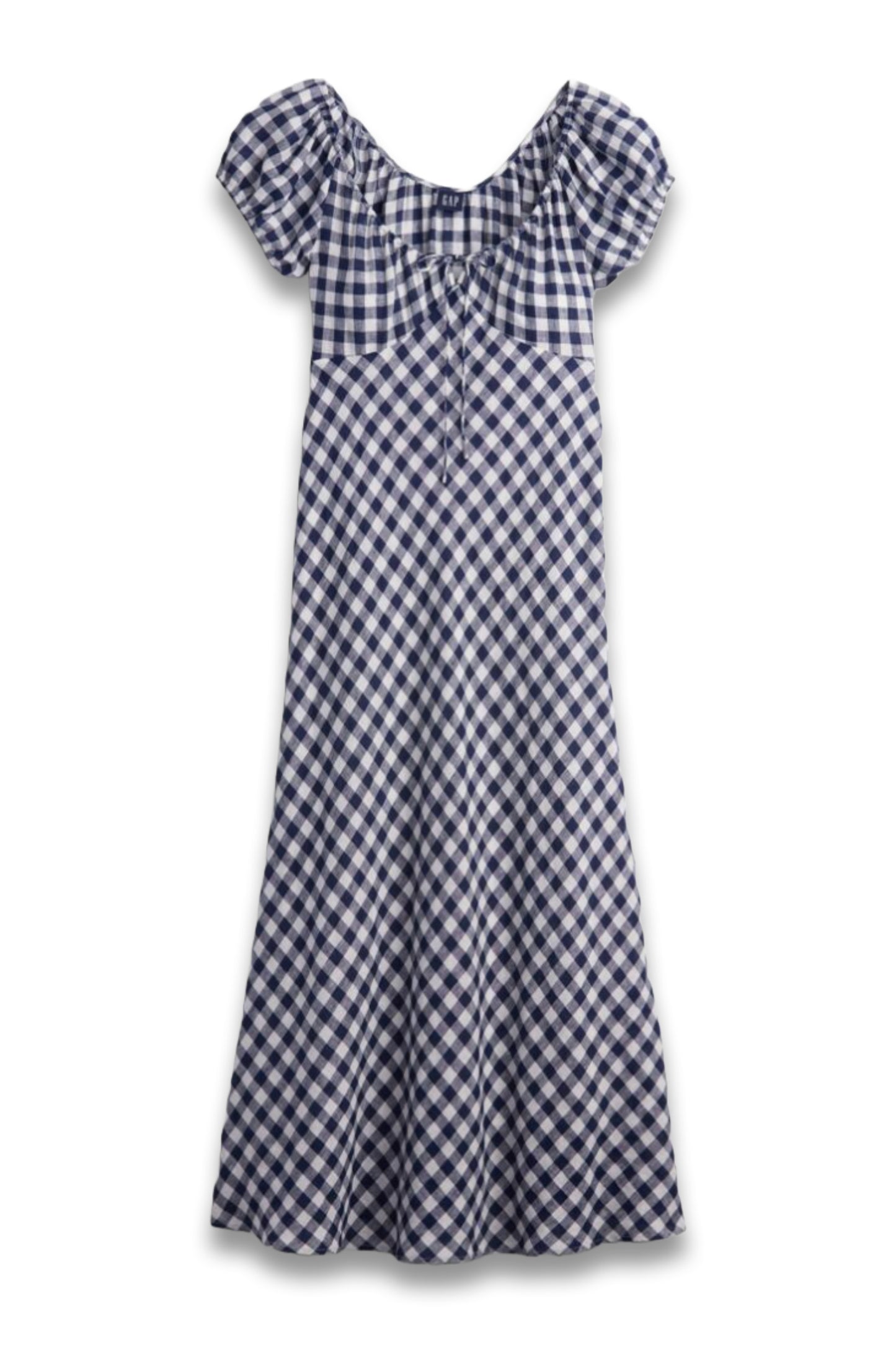 100% Linen Gingham Midi Dress