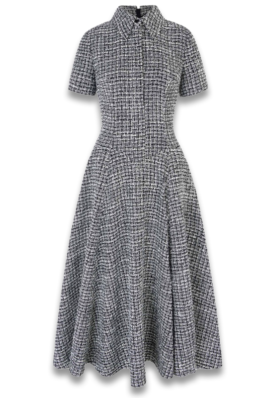 Jody Dress In Ivory & Black Boucle Tweed