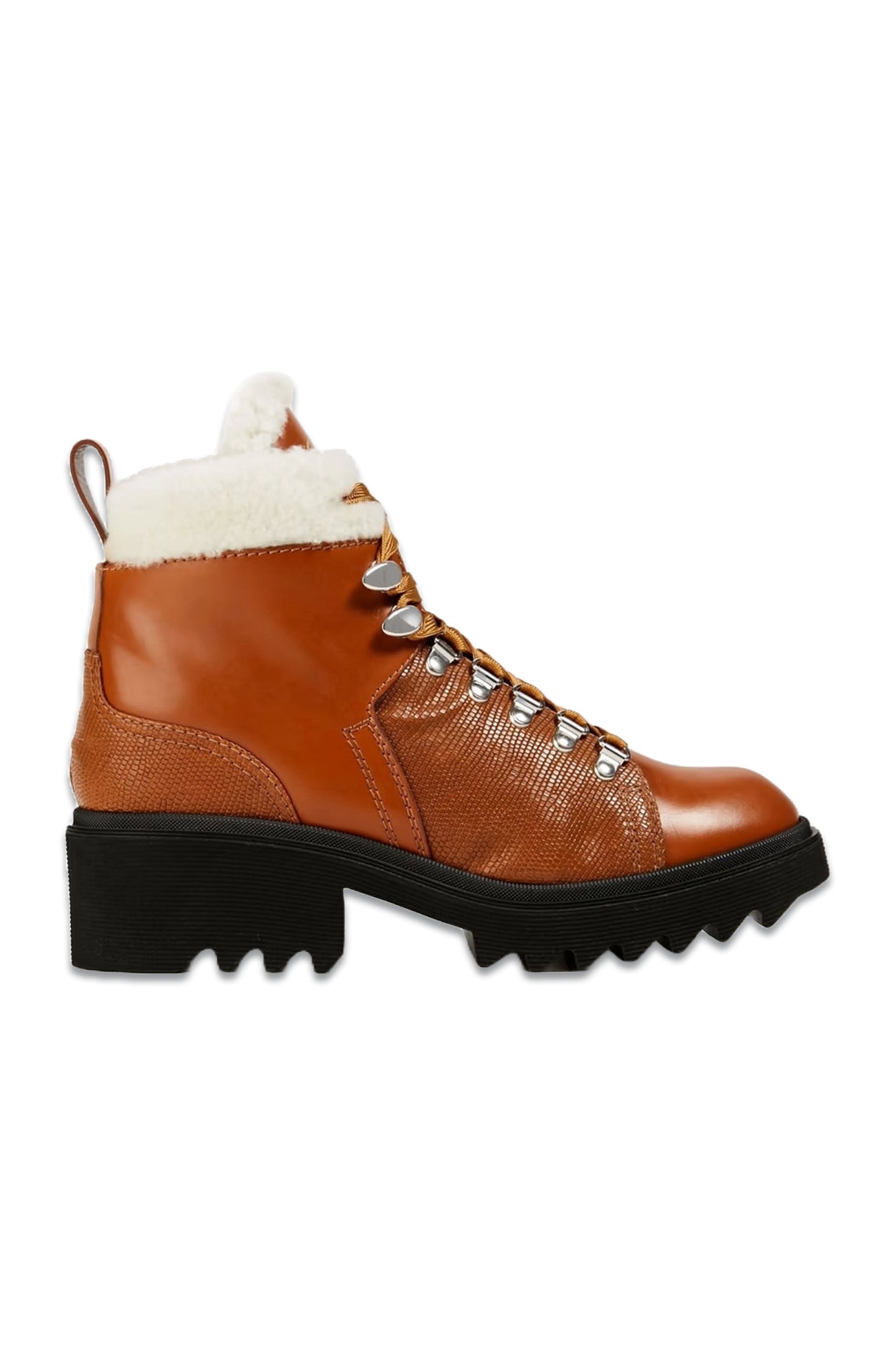 Bella Shearling-lined Smooth And Lizard-effect Leather Ankle Boots