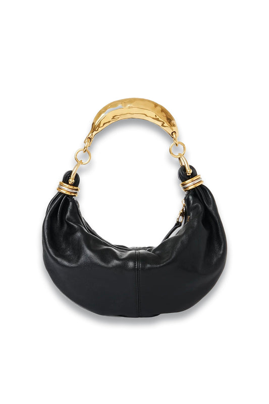 Small Bracelet Hobo Bag In Grained Leather