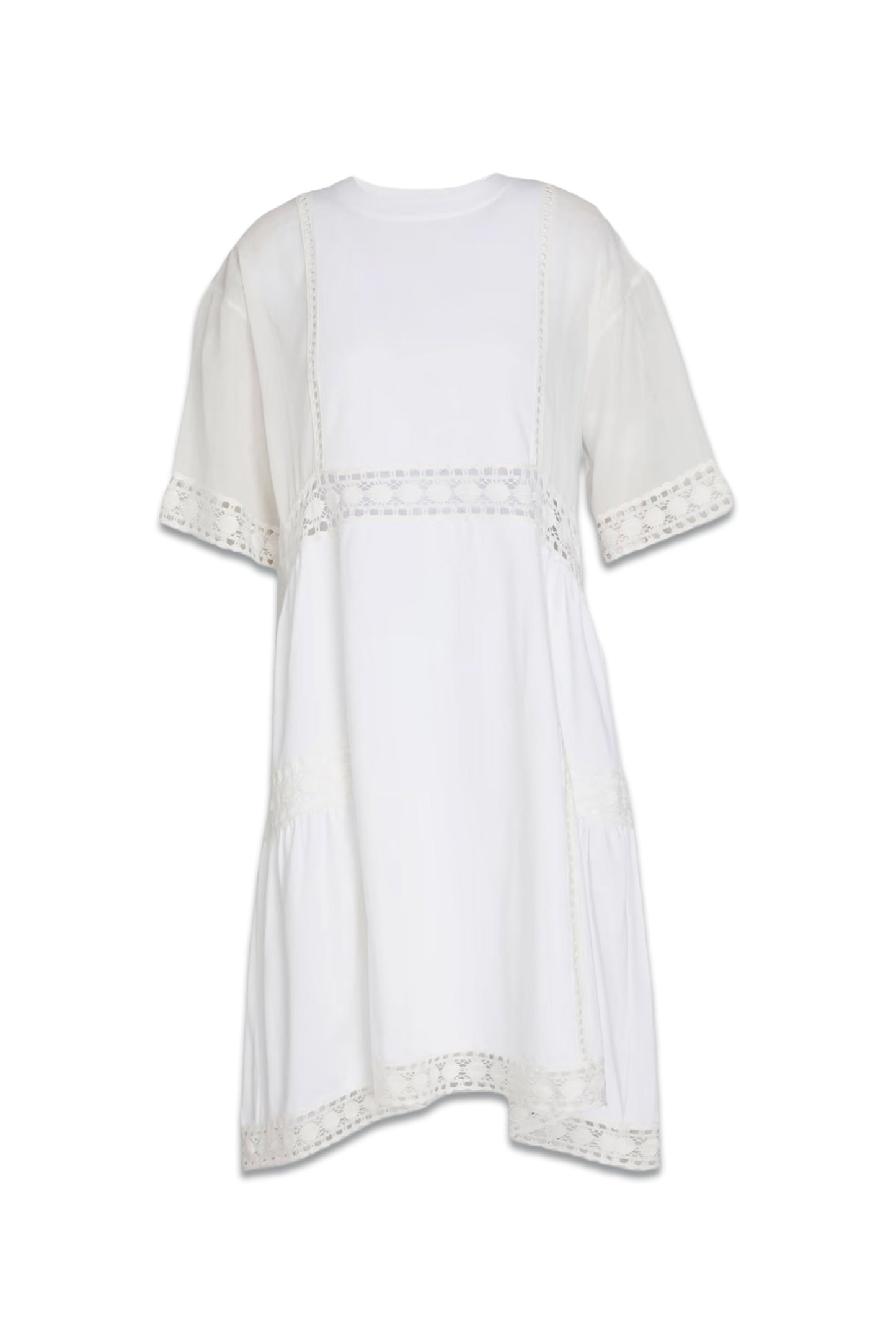 Gauze-paneled Cotton-jersey Dress
