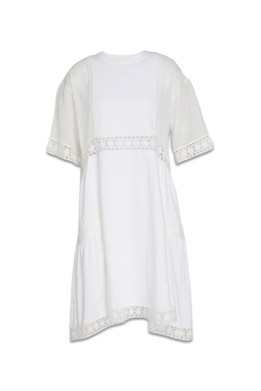 Gauze-paneled Cotton-jersey Dress