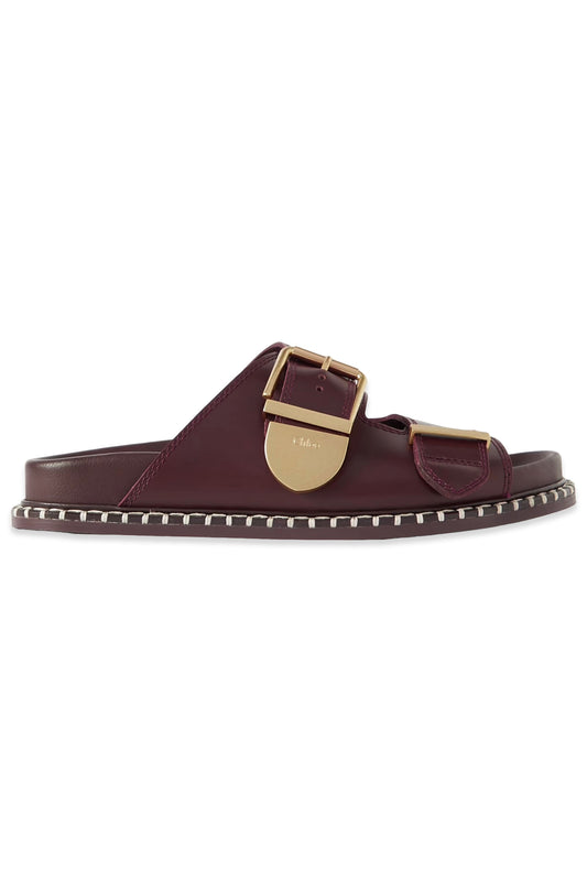 + NET SUSTAIN Rebecca Whipstiched Burgundy Leather Slides