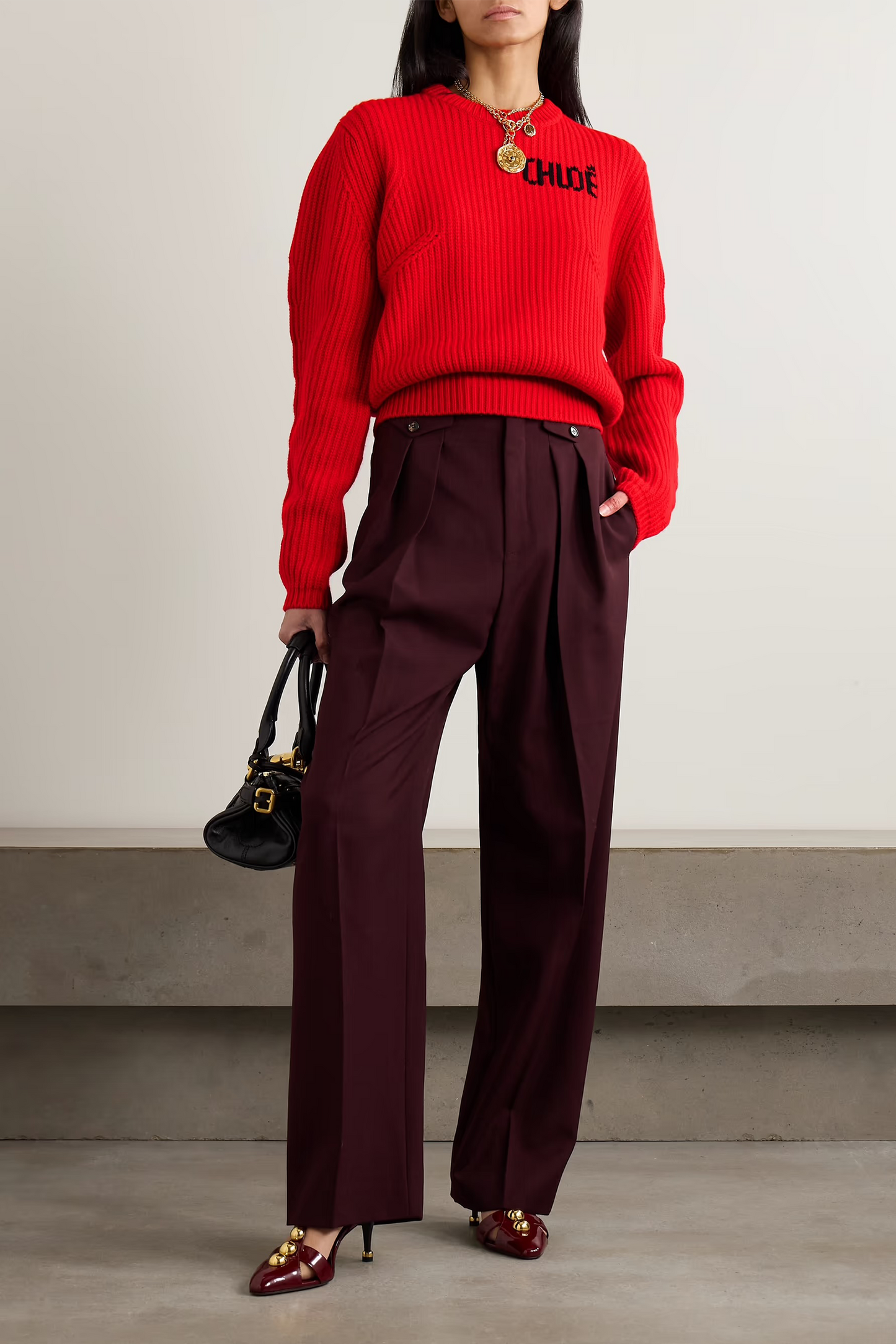 Logo-detailed Ribbed Wool and Cashmere-blend Sweater