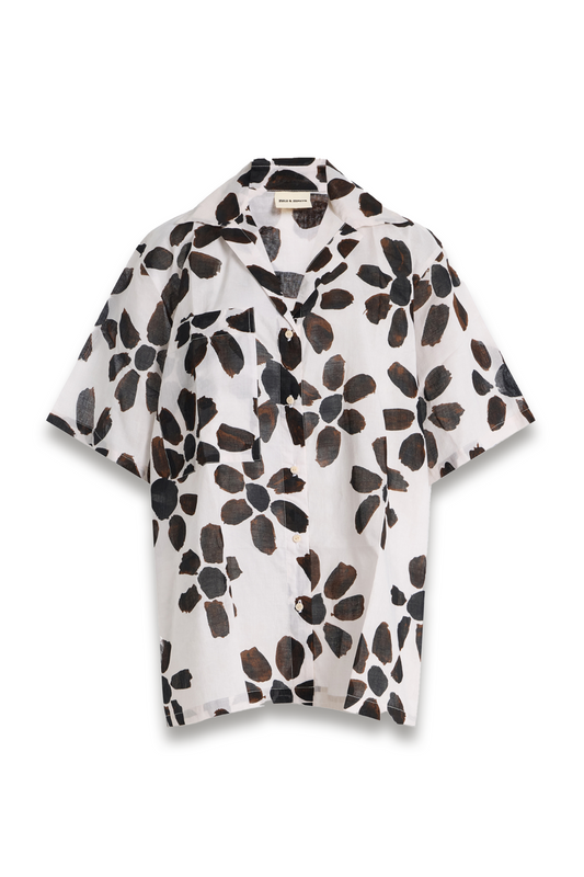 Cotton Shirt in Chocolate Flower