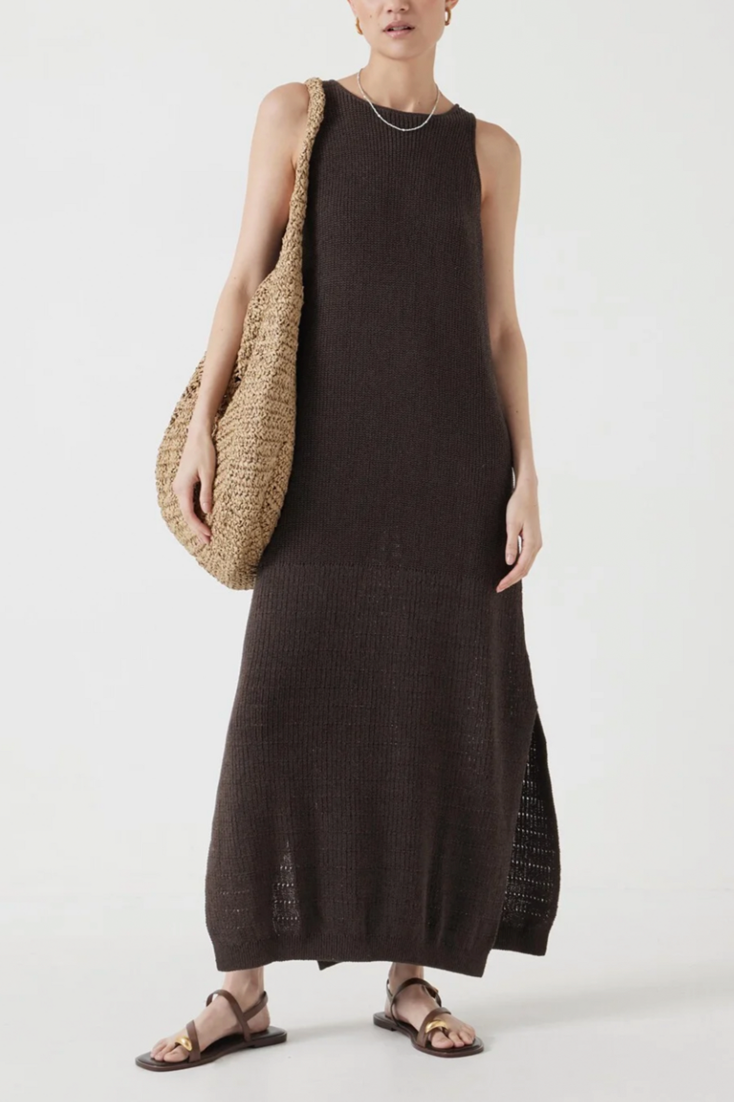 Clara Knitted Dress Chocolate Brown