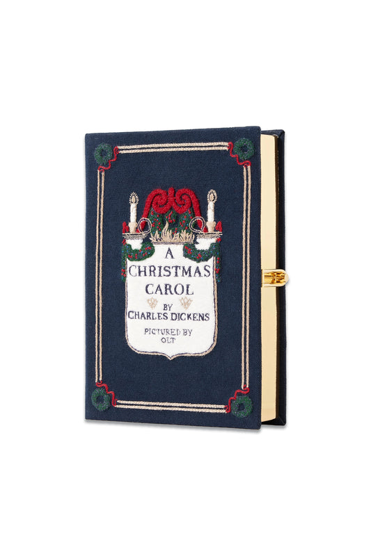 Christmas Carol Embroidered Appliquéd Canvas Clutch