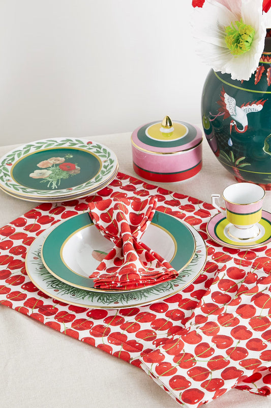 Set Of Six Printed Linen Napkins
