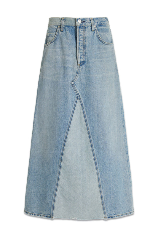 Park Panelled Denim Midi Skirt