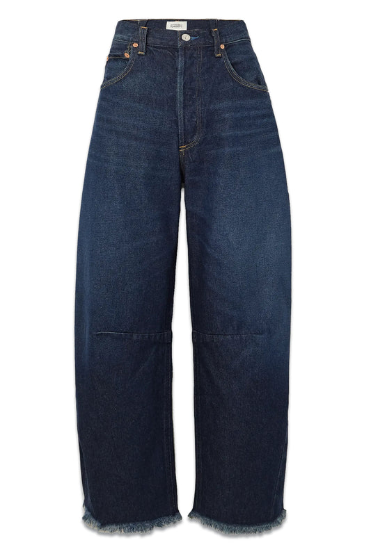 Horseshoe Frayed High-rise Wide-leg Jeans