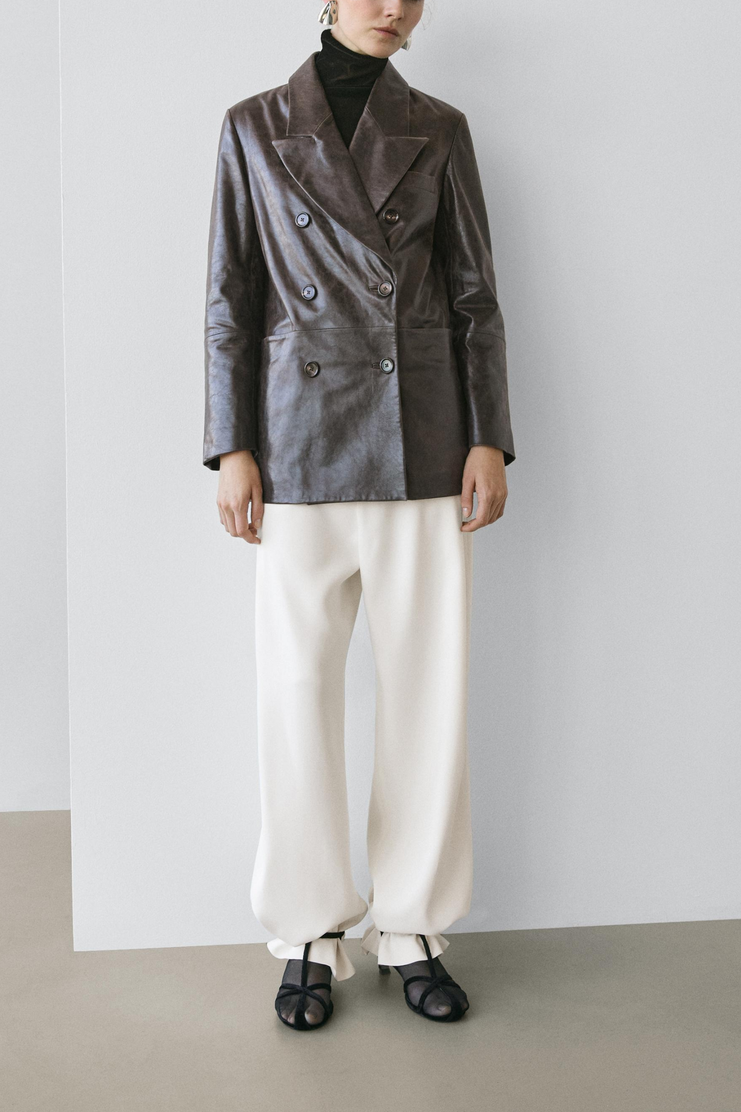 Nappa Leather Button-down Blazer