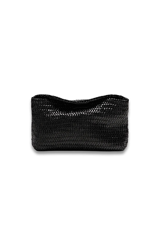 Braided Nappa Leather Bag in Black