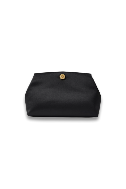 Leather-trimmed Satin Clutch