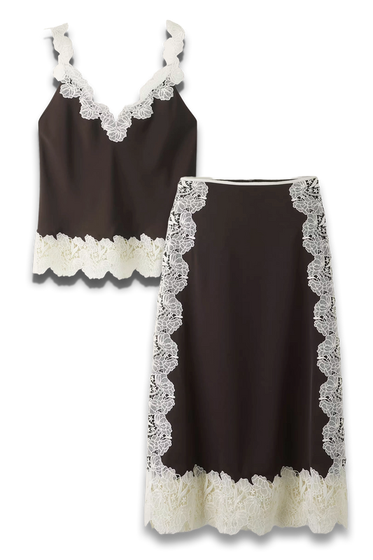 Floral Lace Cami Top + Skirt Co-ord