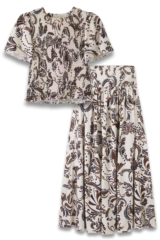 Silhouette Print Smock Top + Maxi Skirt Co-ord