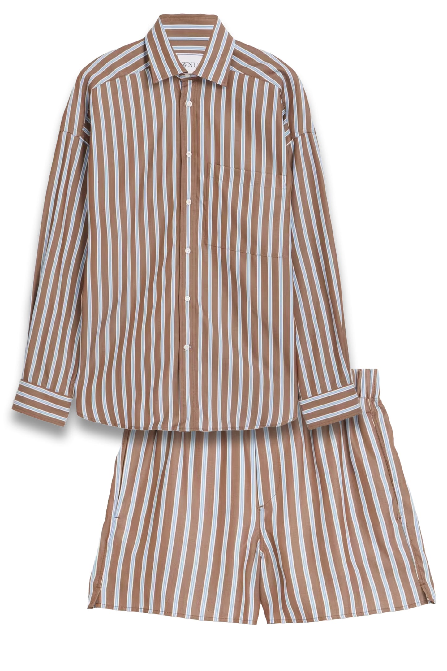 The Weekend Mocha Multi-Stripe Shirt and The Boxer Mocha Multi-Stripe Shorts