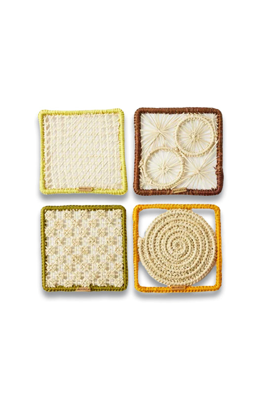 Set of Four Mismatched Iraca Coasters
