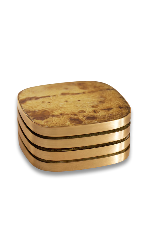 Bodiam Resin & Brass Coasters, Set of Four