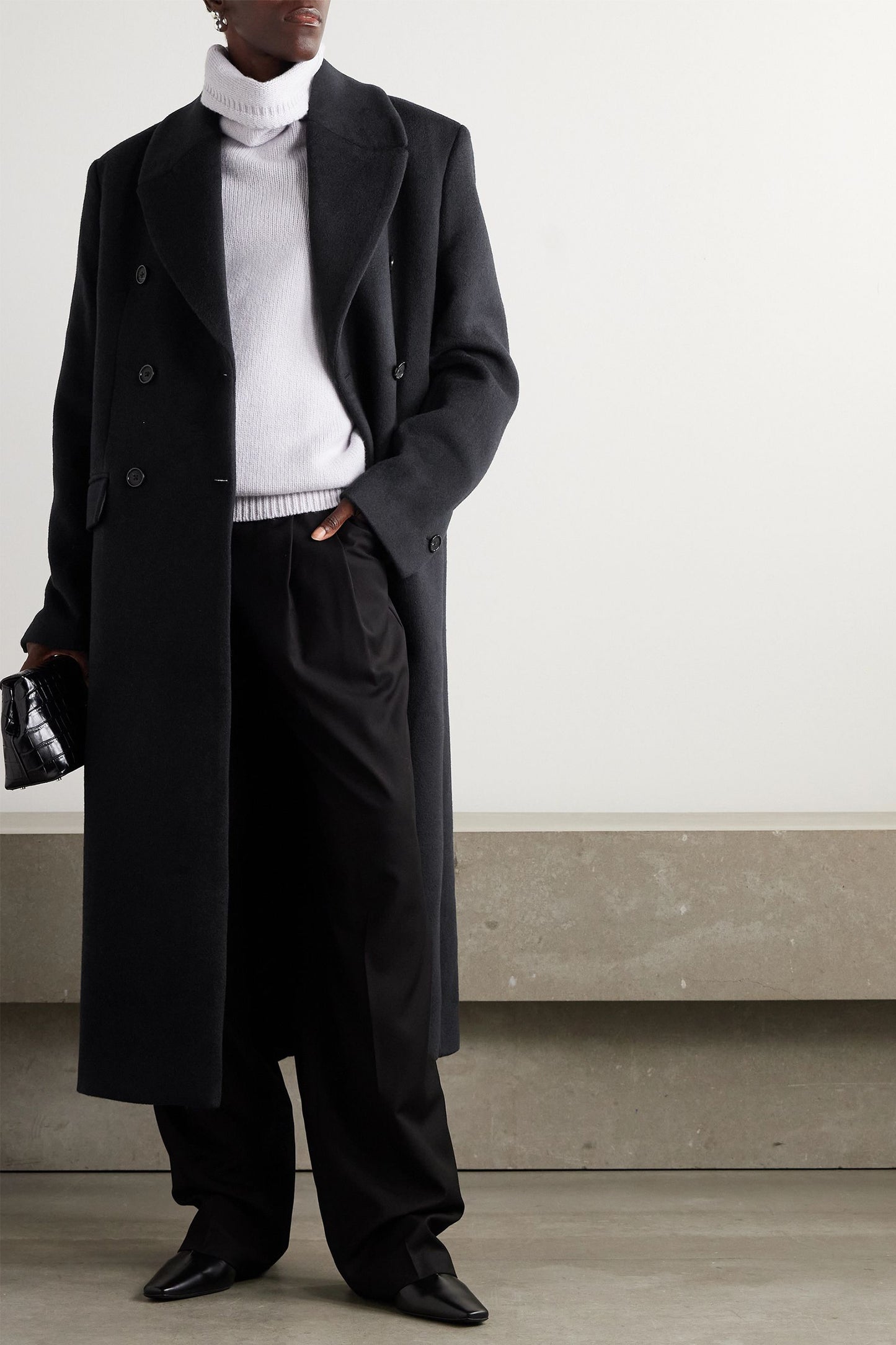 Double-Breasted Recycled-Cashmere Coat