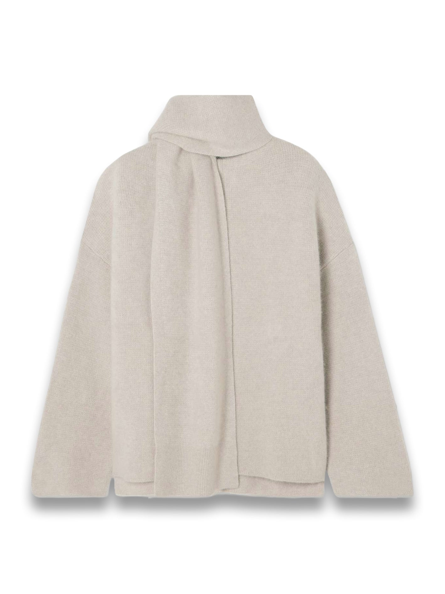 Spain Scarf-Effect Organic Cashmere Cardigan