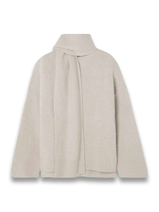 Spain Scarf-Effect Organic Cashmere Cardigan