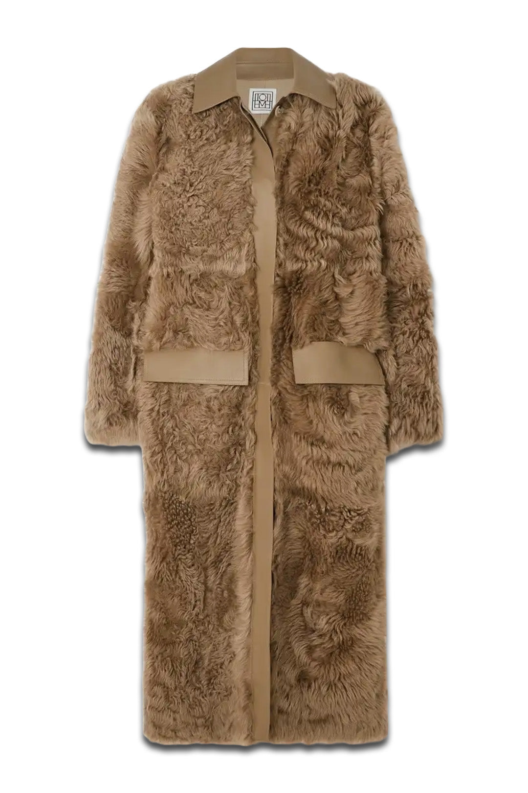 + NET SUSTAIN Leather-trimmed Shearling Coat